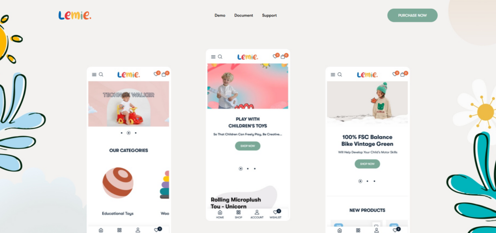 Comparação de temas para lojas de roupas infantis: WordPress e Shopify - Lemie – Tema Shopify para lojas de roupas infantis e artigos para bebês