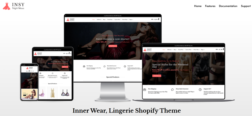 Comparing Five Swimwear eCommerce Themes-Insy – Bikini & Lingerie Shopify Theme