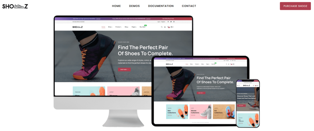 Best Shopify and WooCommerce Shoe Store Themes Compared-Shooz – Sports Shoes Shopify 2.0 Theme