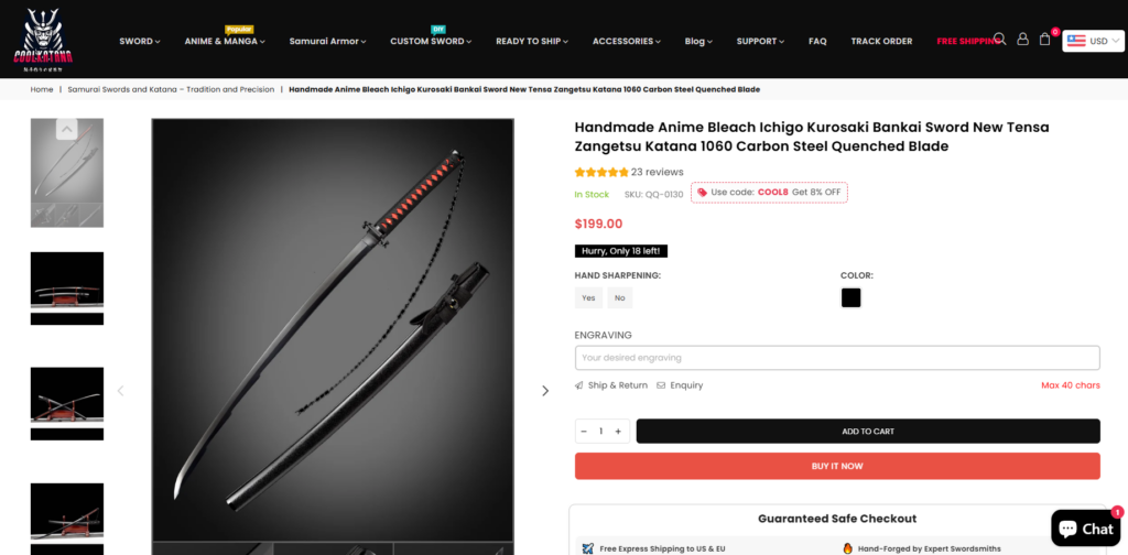 Building a Scalable Shopify Store for a Global Blade Brand: The CoolKatana Project-Product Page Structure and Clarity