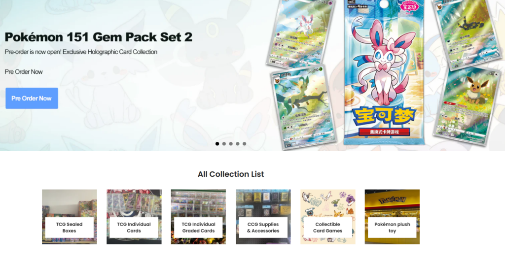 Designing a High-Conversion Shopify Store for Pokémon Cards-Our Shopify Design Approach-Structured Collection Presentation