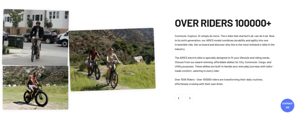 Estudo de caso de design de site Shopify para uma marca de bicicletas elétricas - Elementos de design para construção de confiança - Prova social e validação da comunidade