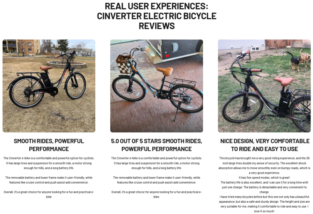 Estudo de caso de design de site Shopify para uma marca de bicicletas elétricas: hierarquia de informações e fluxo de conteúdo - guiando os usuários naturalmente.