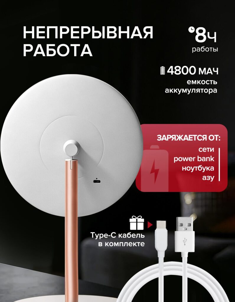 Diseño de imagen principal para espejo de maquillaje Ozon: energía, batería y transparencia de carga