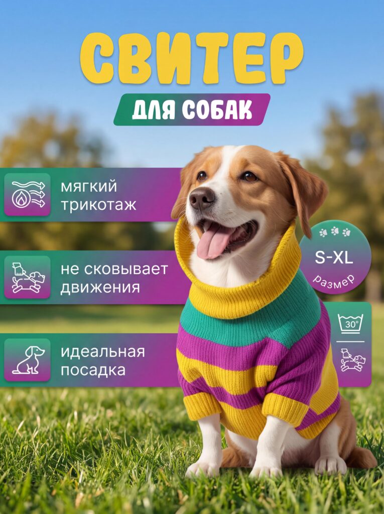 Main Image Design for Ozon Product Listings-Dog Sweater — Emotion First, Information Second