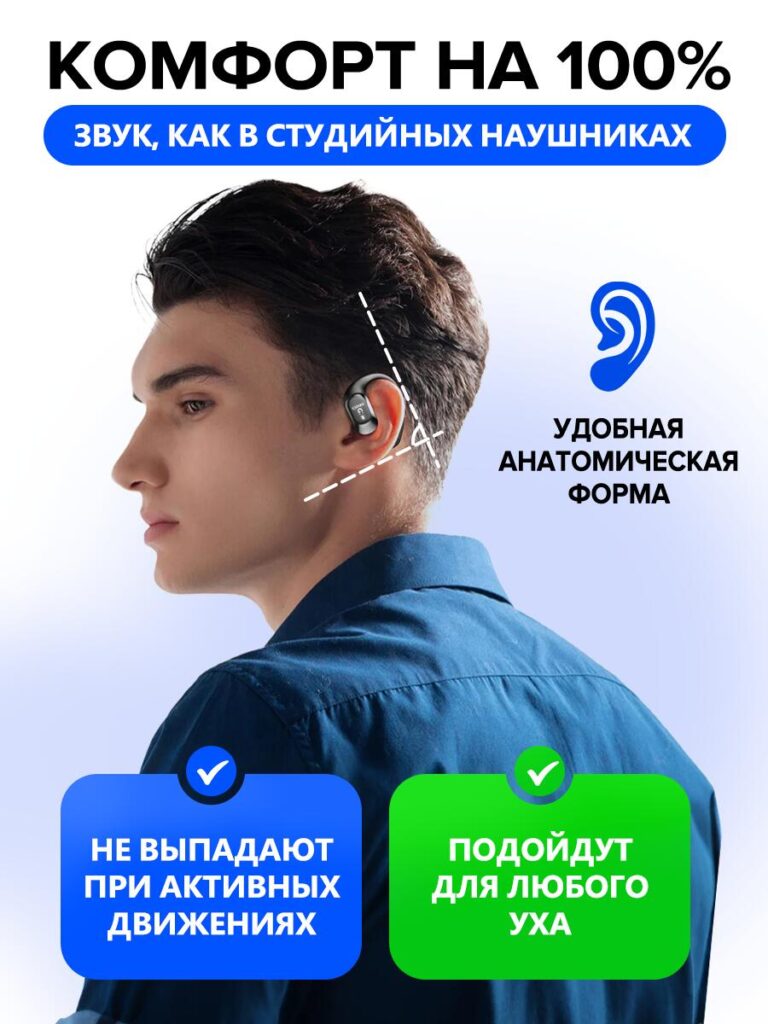 Main Image Design for Ozon Bluetooth Headsets-Ergonomic Design & Universal Fit