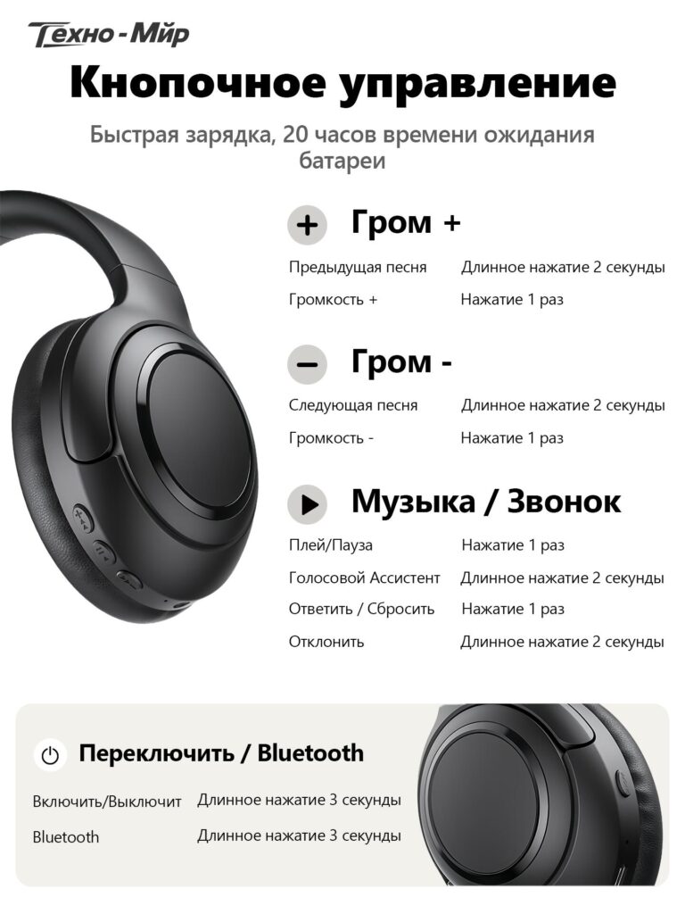 Main Image Design for Ozon Bluetooth Headphones-Physical Button Controls Explained Clearly