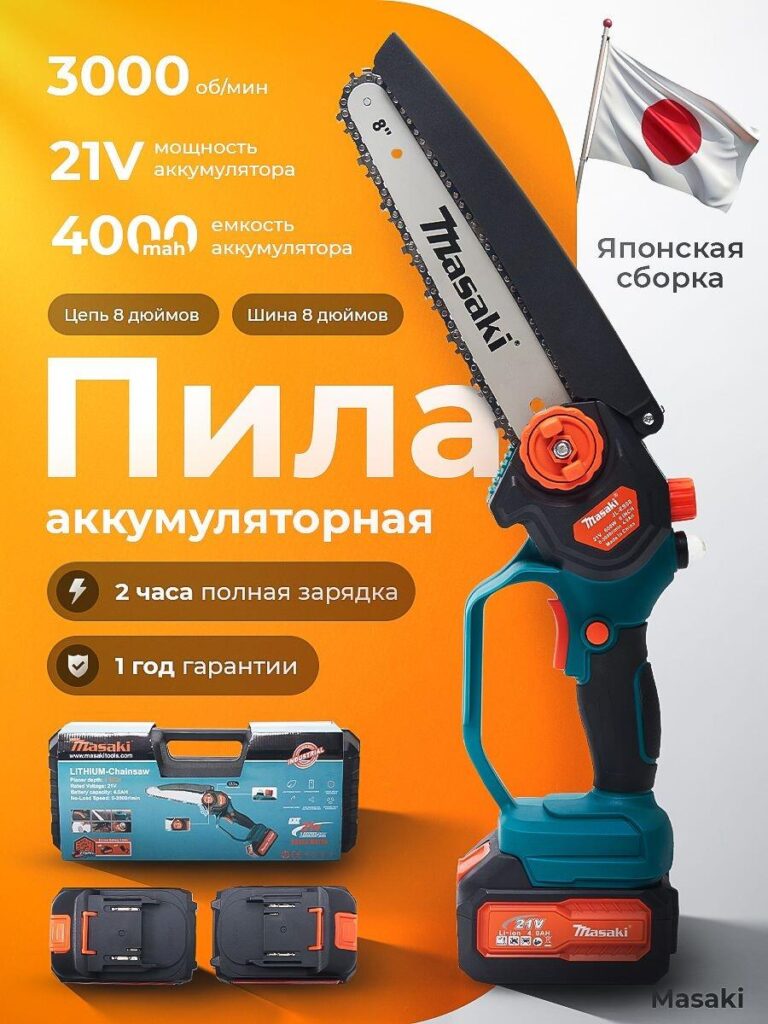 Main Image Design for Ozon Hardware Tools-Compact Cordless Chainsaw – Mobility and Convenience