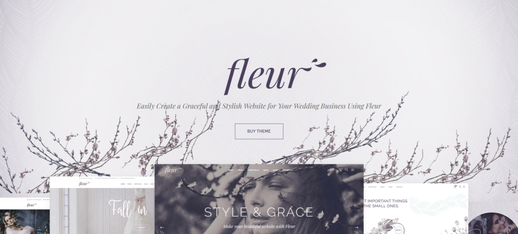 เปรียบเทียบธีม WordPress สำหรับงานแต่งงานที่ดีที่สุด - Fleur – ธีม WordPress สำหรับงานแต่งงาน (โดย Mikado-Themes)