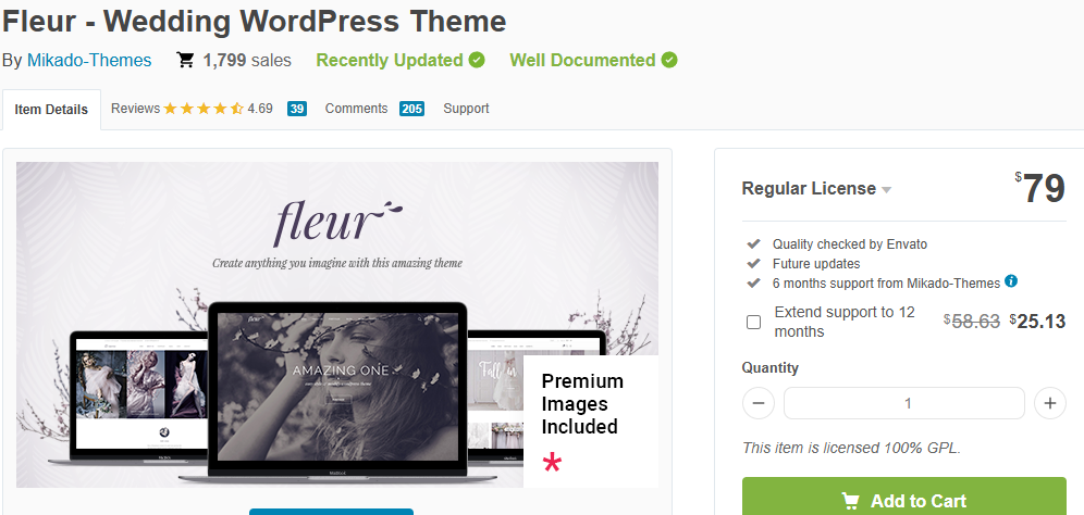 Fleur – ธีม WordPress สำหรับงานแต่งงาน (โดย Mikado-Themes)