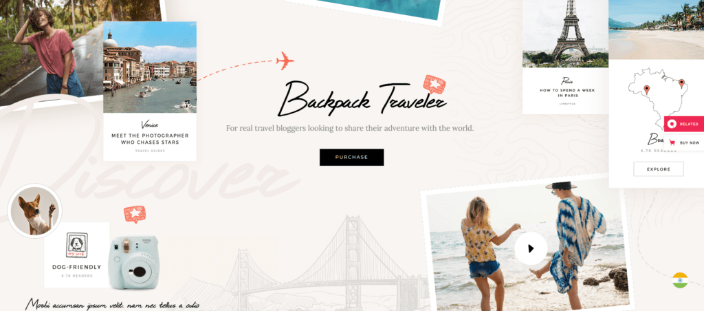 Five Popular WordPress Travel Themes Compared-Travel Tour – Backpack Traveler – Modern Travel Blog WordPress Theme
