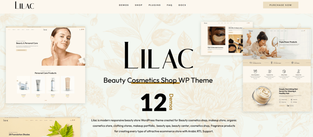Best Beauty & Cosmetics WordPress and Shopify Themes-Lilac – Beauty Cosmetics Shop WordPress Theme