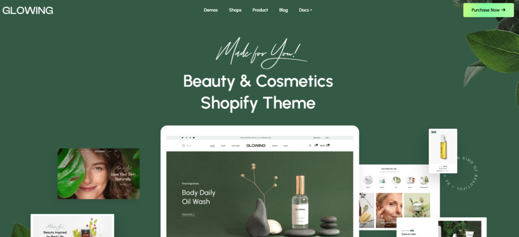 Best Beauty & Cosmetics WordPress and Shopify Themes-Glowing – Beauty & Cosmetics Shopify 2.0 Theme
