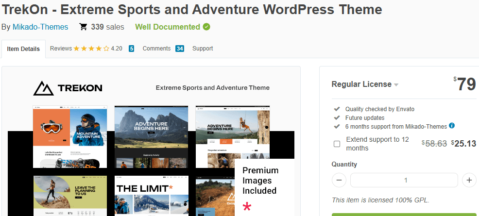 TrekOn – Extreme Sports and Adventure Theme