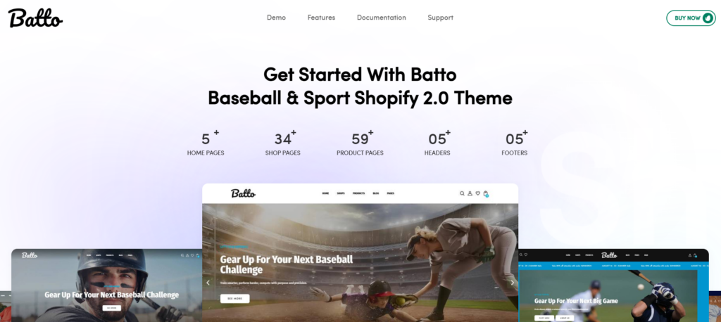 Best Sports Website Themes for Shopify & WordPress-Batto – Baseball & Sport Shopify 2.0 Theme