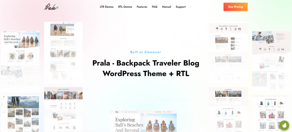 Best Backpack Themes for Blogs and Stores-Prala – Backpack Traveler Blog Elementor WordPress Theme