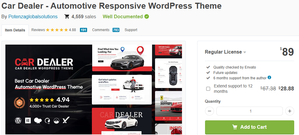 Motors – Tema de WordPress para concesionarios, alquileres y anuncios de coches
