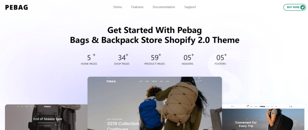 Best Backpack Themes for Blogs and Stores-Pebag – Bags & Backpack Store Shopify 2.0 Theme