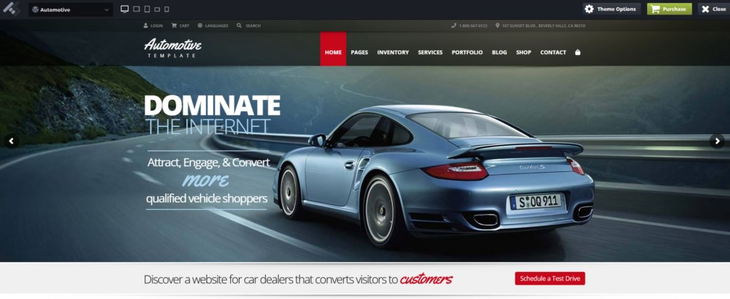 Los mejores temas de WordPress para sitios web de concesionarios de automóviles - Motors – Tema de WordPress para concesionarios, alquileres y anuncios de automóviles