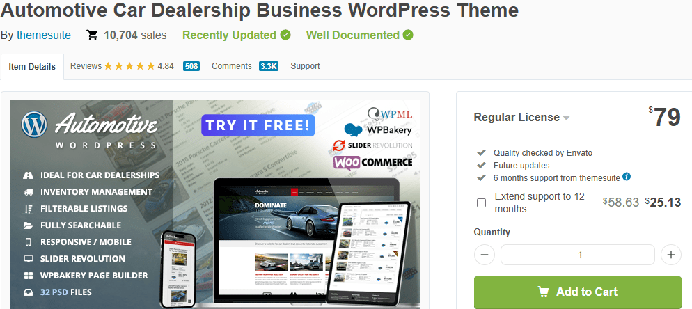 Motors – Tema de WordPress para concesionarios, alquileres y anuncios de coches
