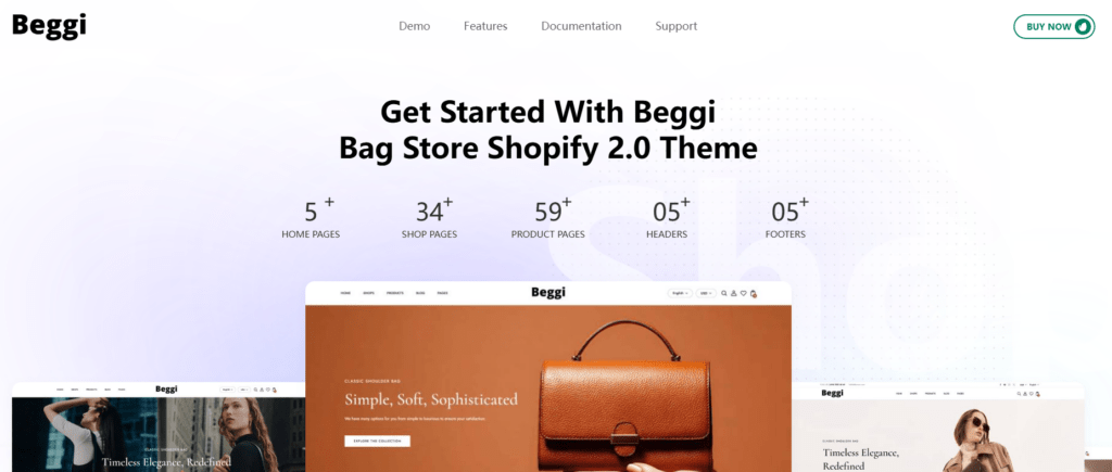 Comparación de los mejores temas para tiendas de bolsos de Shopify y comercio electrónico - Beggi – Tema para tienda de bolsos de Shopify 2.0