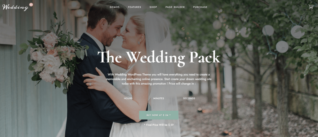 เปรียบเทียบธีม WordPress สำหรับงานแต่งงานที่ดีที่สุด - ธีม WordPress สำหรับงานแต่งงาน (โดย nicdark)