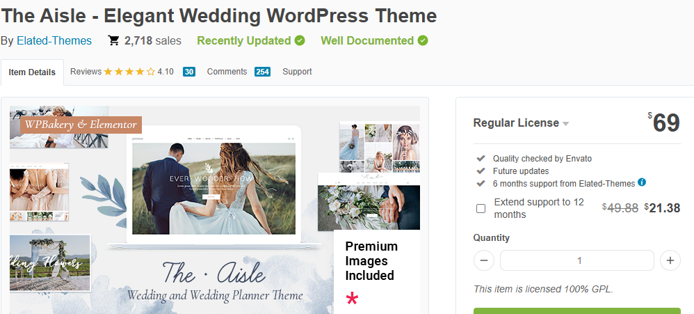 The Aisle – ธีม WordPress สำหรับงานแต่งงานสุดหรู (โดย Elated-Themes)