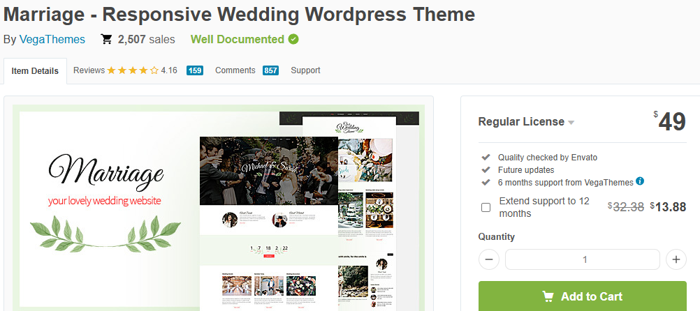 ธีม WordPress สำหรับงานแต่งงานที่ตอบสนองต่อทุกอุปกรณ์ (โดย VegaThemes)