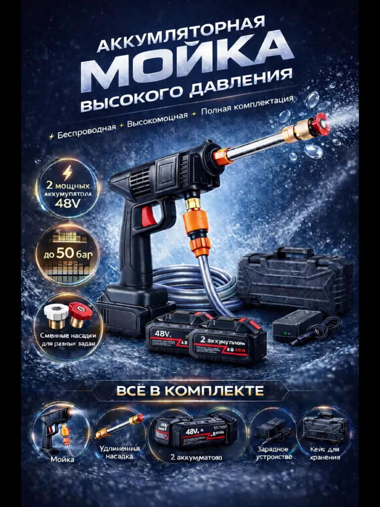 Main Image Design for Ozon Car Wash Gun-Highlighting High Pressure and Performance Capability