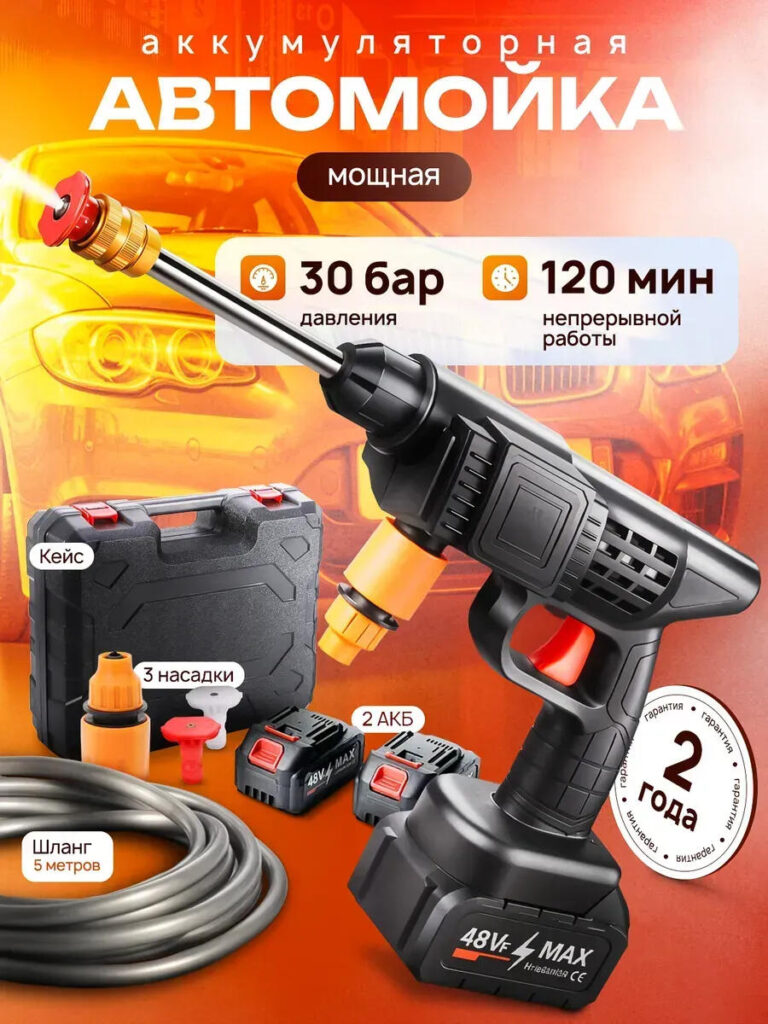 Main Image Design for Ozon Car Wash Gun-Feature-Focused Layout with Clear Numeric Benefits