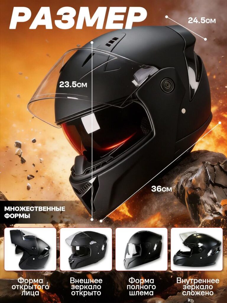 Main Image Design for Ozon Motorcycle Helmet-Size and Dimensional Transparency