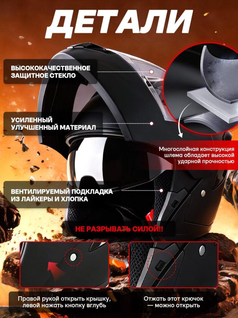 Main Image Design for Ozon Motorcycle Helmet-Materials, Structure, and Safety Details