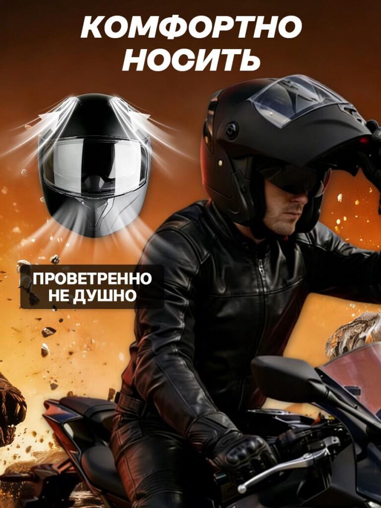 Main Image Design for Ozon Motorcycle Helmet-Comfort and Real-World Wearing Experience