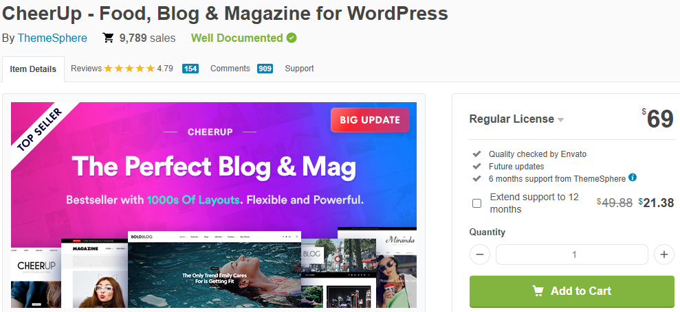 5 Best Food WordPress Themes Compared for 2026-CheerUp – Food, Blog & Magazine WordPress Theme