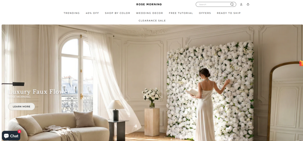 RoseMorning Shopify Website Design Case Study-Hero Section: Establishing the Brand Atmosphere