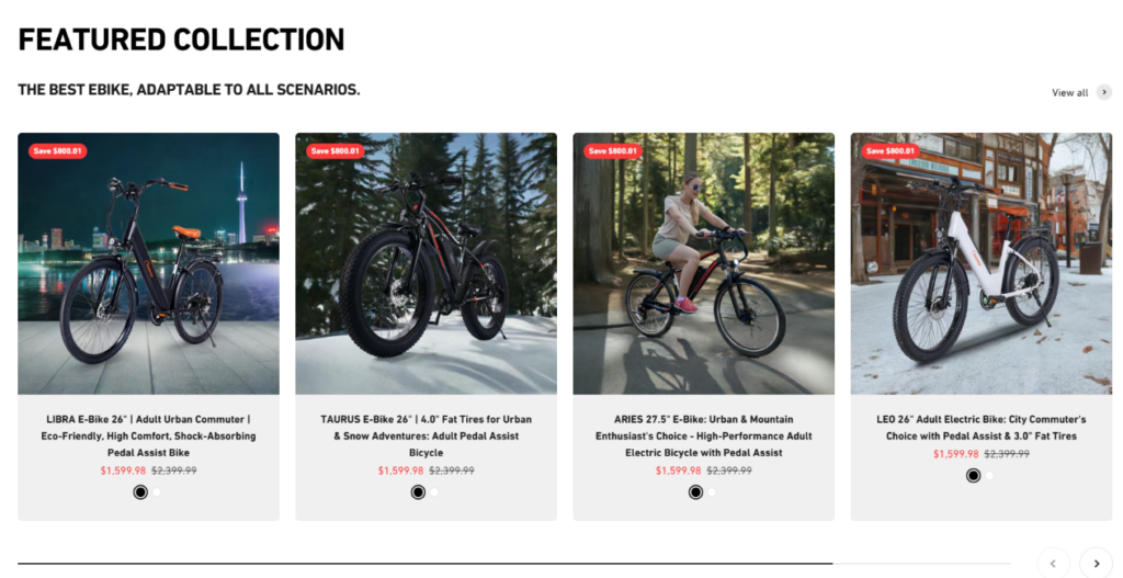 Shopify Electric Bike Website Design Case Study-Featured Collection: Guiding Product Exploration