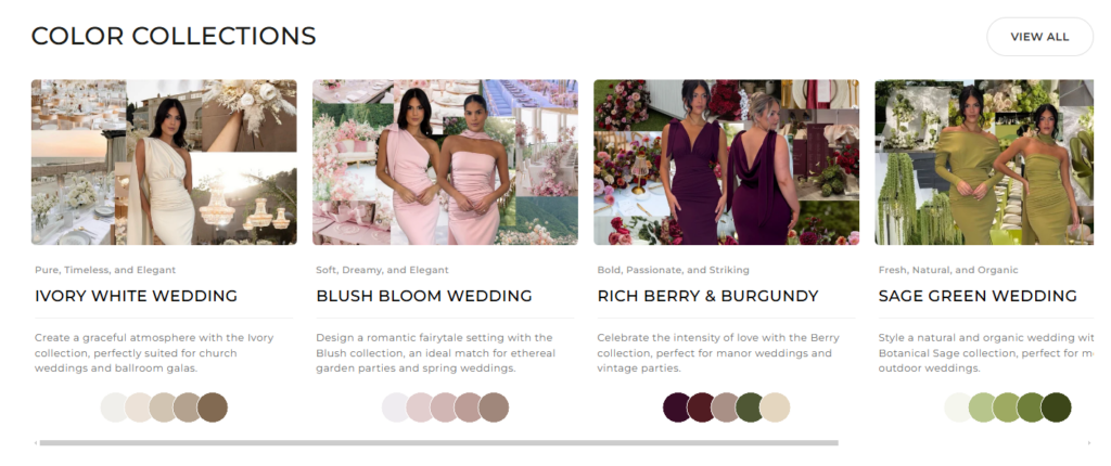 RoseMorning Shopify Website Design Case Study-Color Collection Navigation
