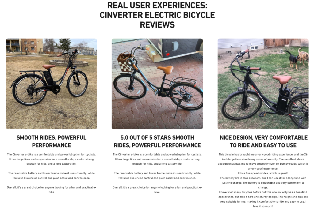 Shopify Electric Bike Website Design Case Study-Social Proof and Brand Credibility