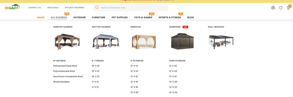Designing a High-Converting Shopify Store for Outdoor Living-Product Category Navigation Design-Simplifying Product Discovery