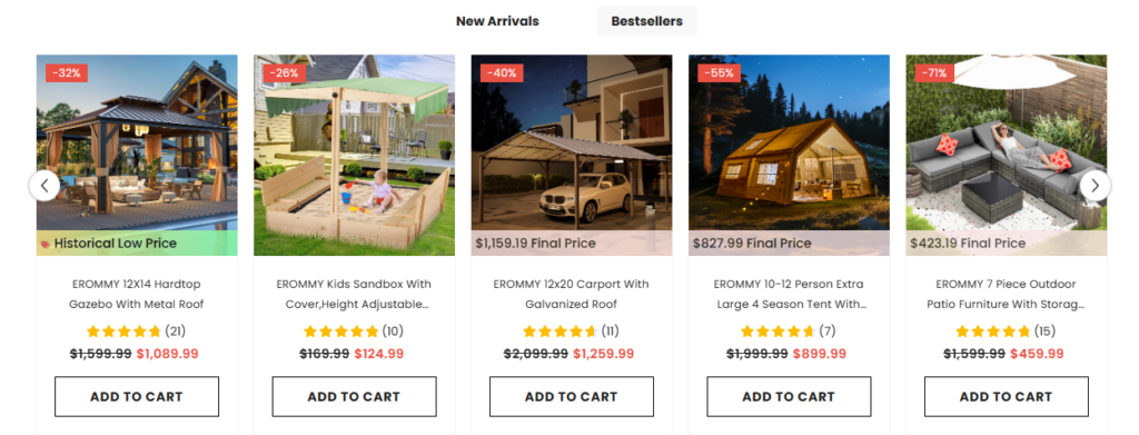 Designing a High-Converting Shopify Store for Outdoor Living-Product Showcase Design-Highlighting Featured Products