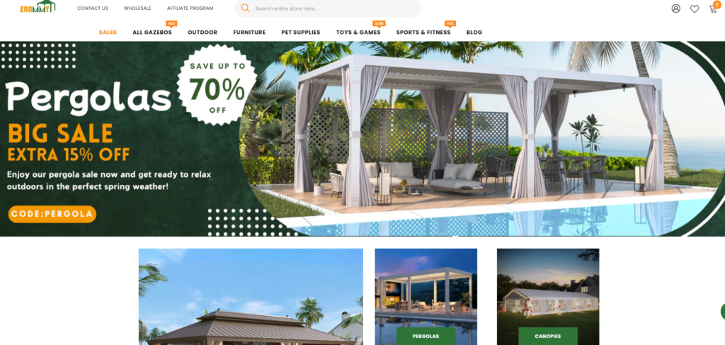 Designing a High-Converting Shopify Store for Outdoor Living-Homepage Design Strategy-Creating a Strong First Impression