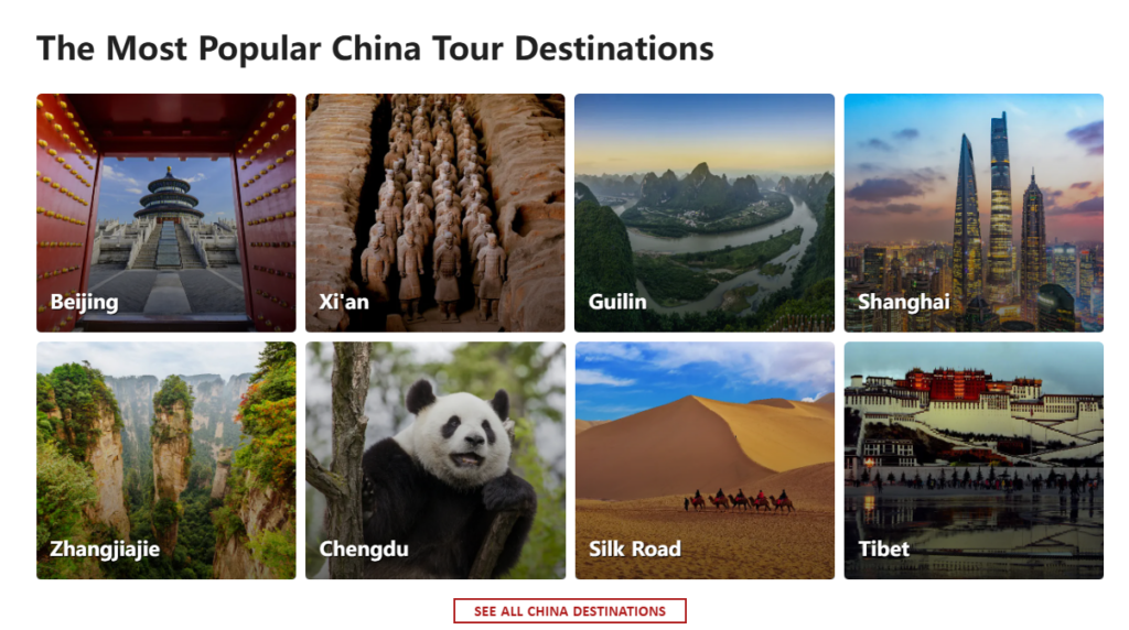 Designing a High-Converting Shopify Travel Website-Key Design Sections of the Page-Destination Discovery Grid