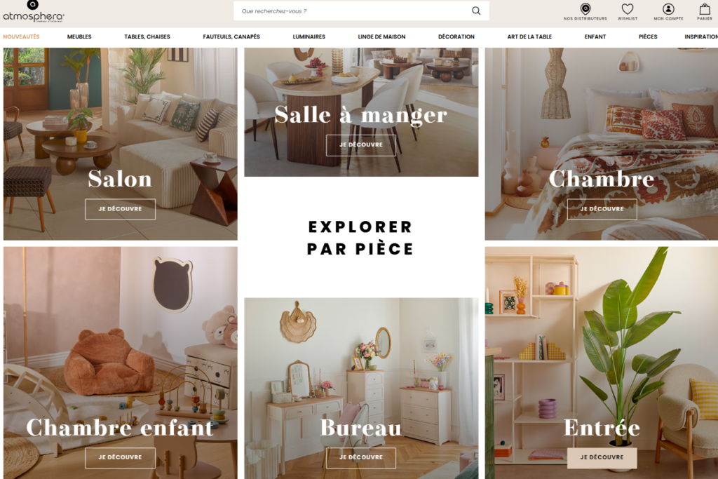 Designing a Refined Shopify Experience for Atmosphera France-Our Shopify Design Process-Homepage Architecture Planning-Room-Based Navigation