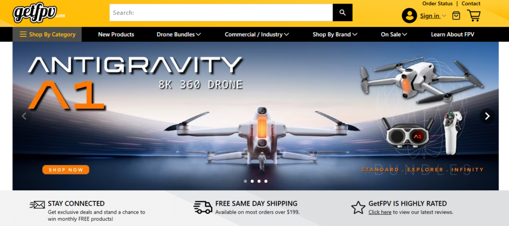 Designing a High-Performance Shopify Experience for GetFPV-Hero Section Design – Authority Within Seconds