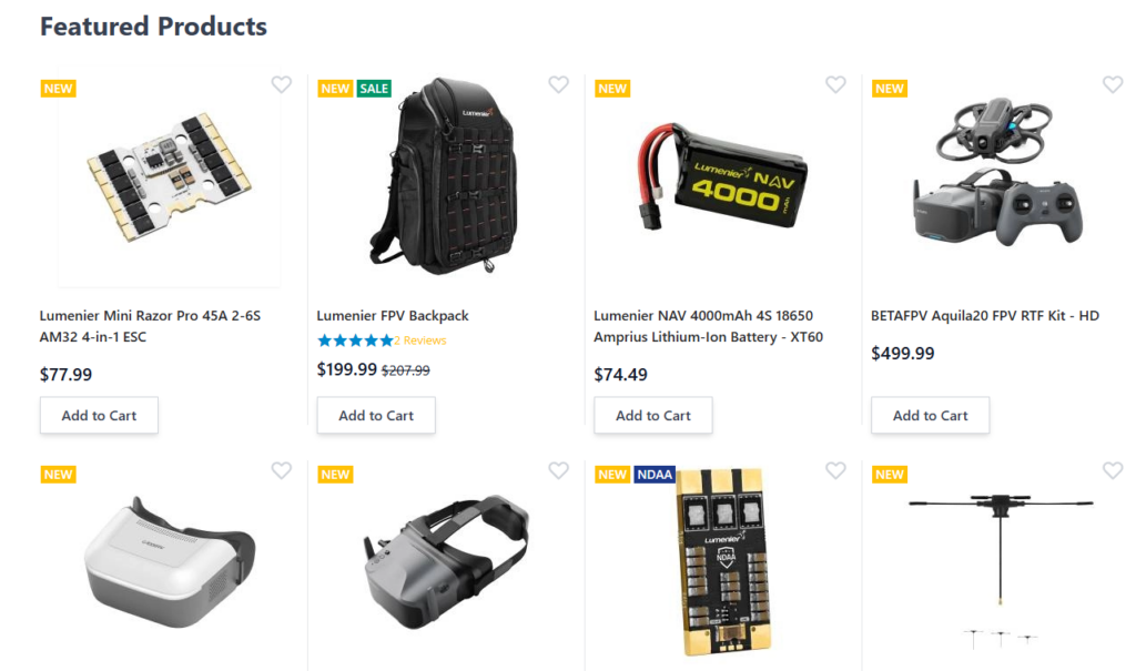 Designing a High-Performance Shopify Experience for GetFPV-Visual Hierarchy & Conversion-Driven Design-Featured Products Layout