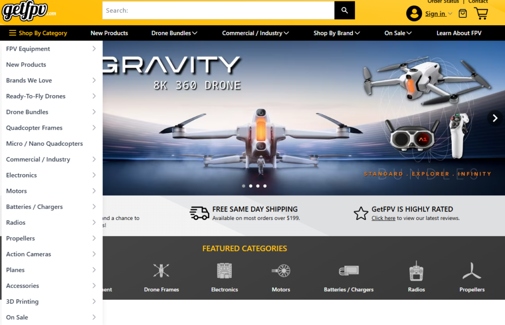 Designing a High-Performance Shopify Experience for GetFPV-Navigation & User Flow Optimization-Top-Level Navigation Clarity