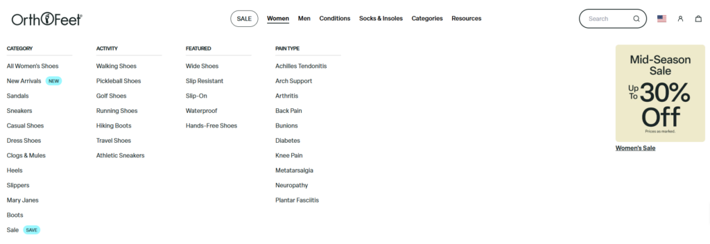 Designing a High-Converting Shopify Footwear Experience-Homepage Design Breakdown-Navigation and Category Design