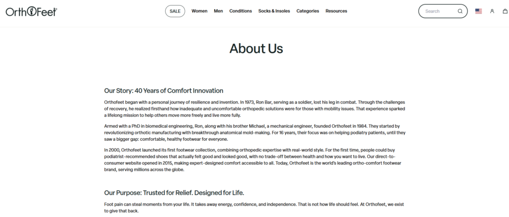 Designing a High-Converting Shopify Footwear Experience-Supporting Pages and Ecosystem Design-About and Brand Story