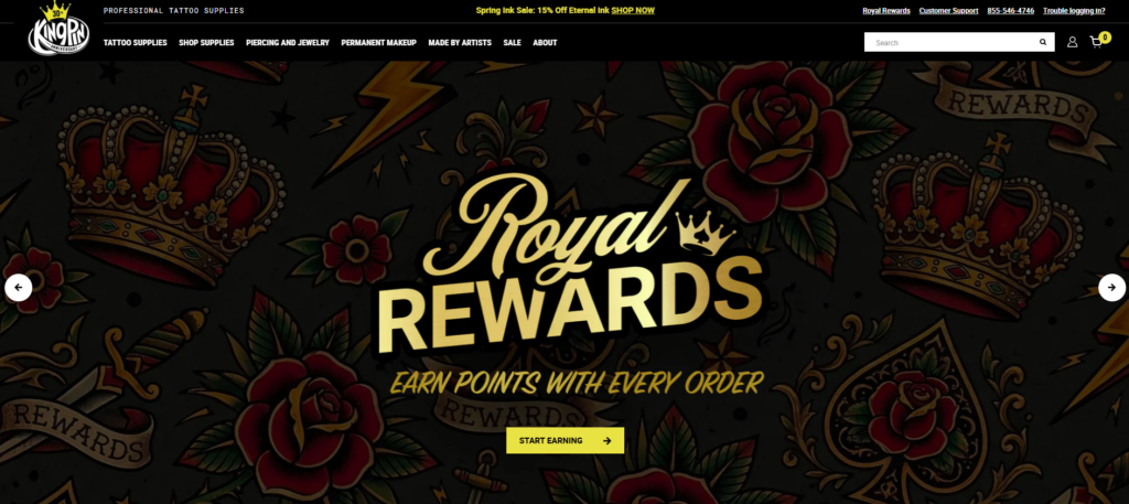 Tattoo Supply Website Design Strategy Using WordPress-Homepage Design Breakdown-Hero Section