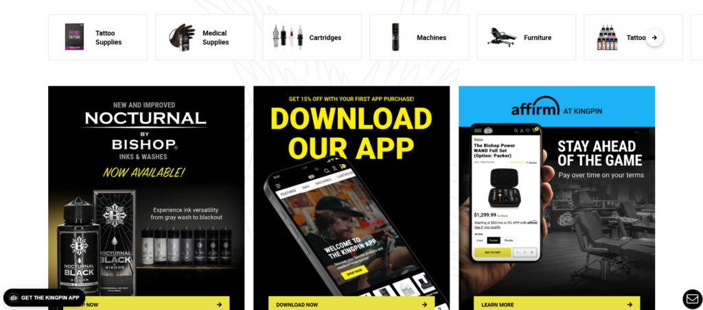Tattoo Supply Website Design Strategy Using WordPress-Homepage Design Breakdown-Category Navigation